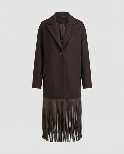 Damen Überhemd Fransen Chic Modern