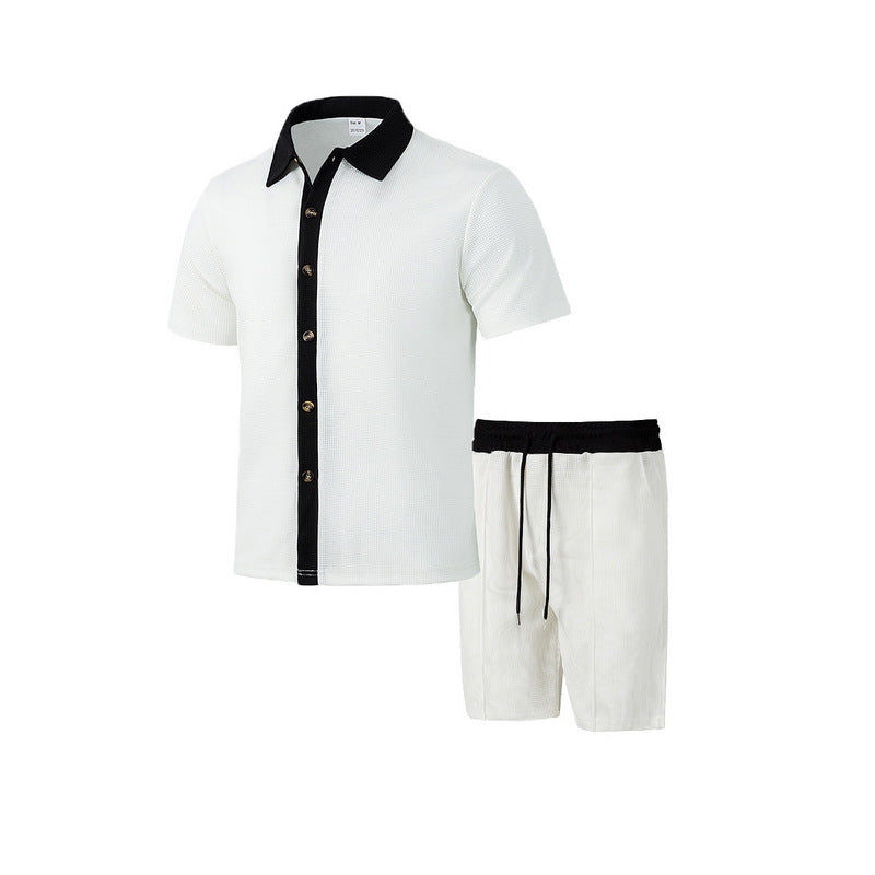 Herren Freizeit Set Kurzarmhemd mit Shorts Modern