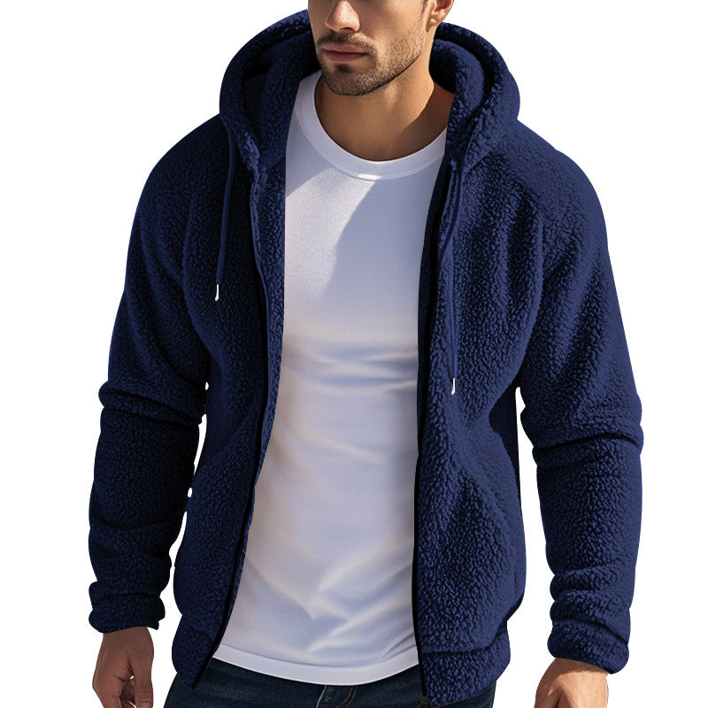 Herren Fleece-Jacke Kapuzenjacke Weich Warm mit Taschen