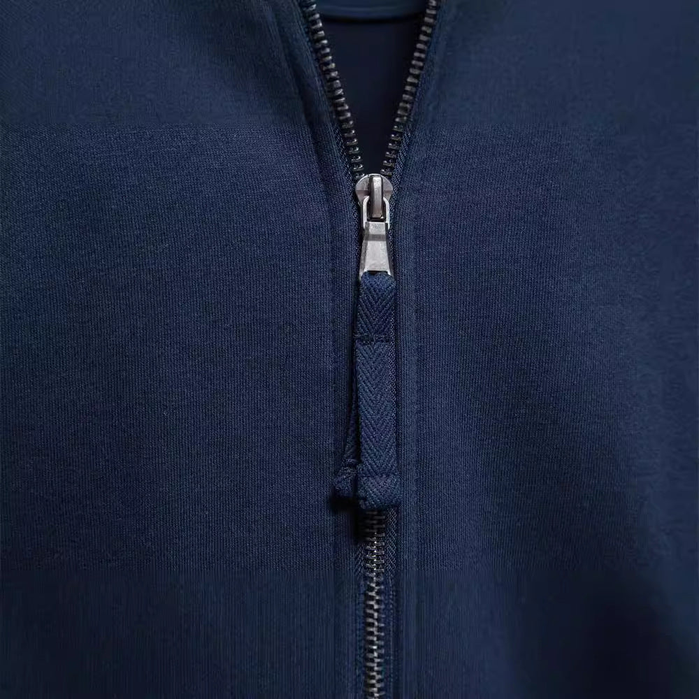 Herren Sweatjacke Hochkragen Reißverschluss Kapuze Warm