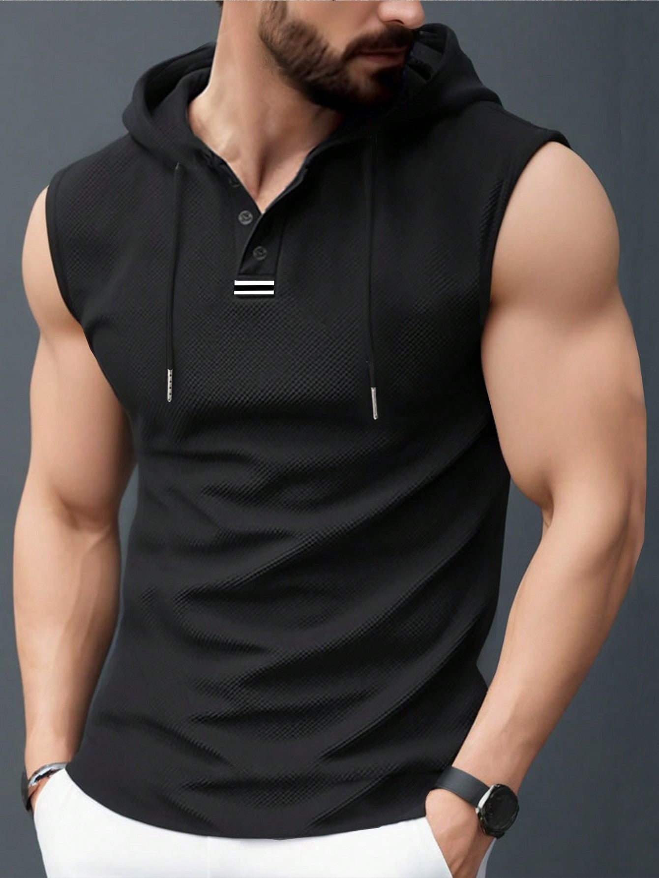 Herren Hoodie Ärmellos Strukturiert Modern Berlin Style