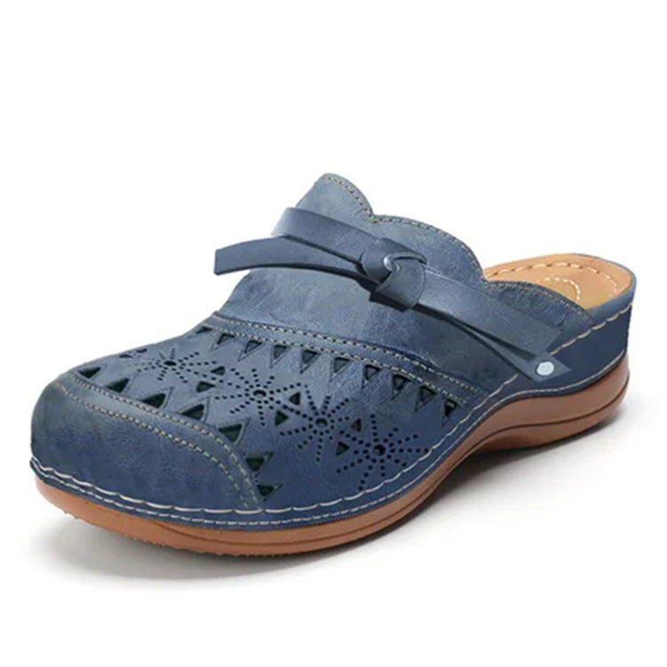 Damen Clogs Bequem mit Lochmuster und Riemen