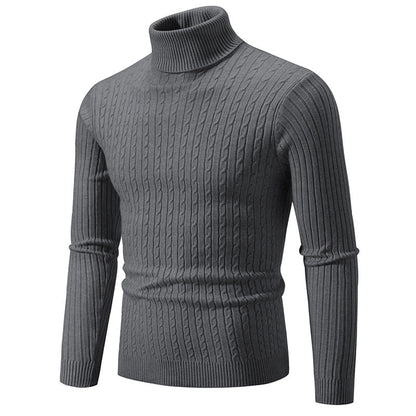 Herren Rollkragenpullover Strukturiert Zopfmuster Modisch