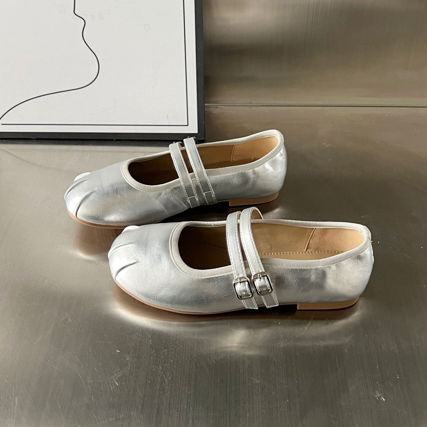 Damen Ballerinas Elegant Weiche Innensohle Riemen Schuhe