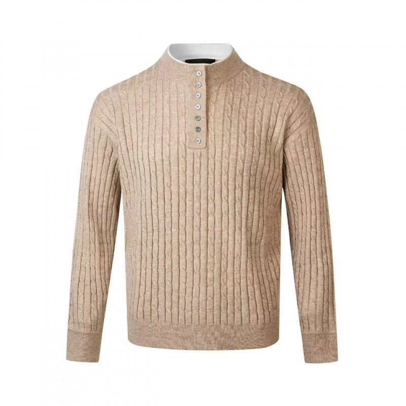 Herren Pullover Feinstrick Modern mit Knöpfen Eleganz