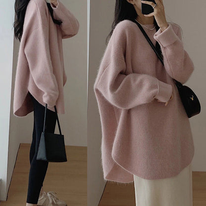 Damen Pullover Oversized Weich Großzügig Modern