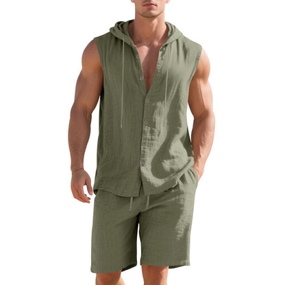 Herren Sportshirt Ärmellos mit Kurz Hose Sommer