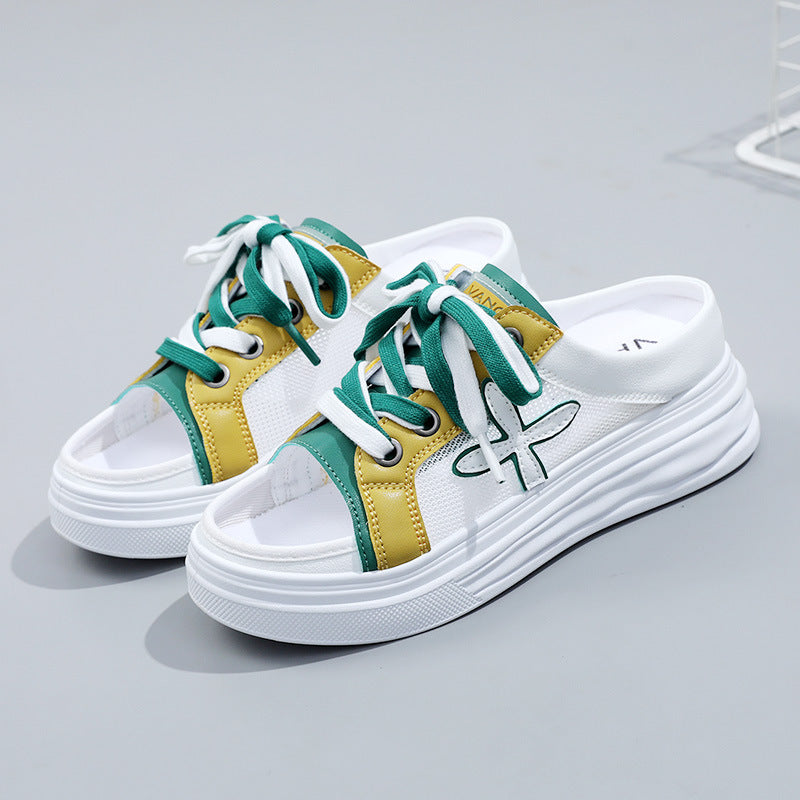 Damen Sneaker Sommer Offene Zehen Bequem Weiße Sneaker