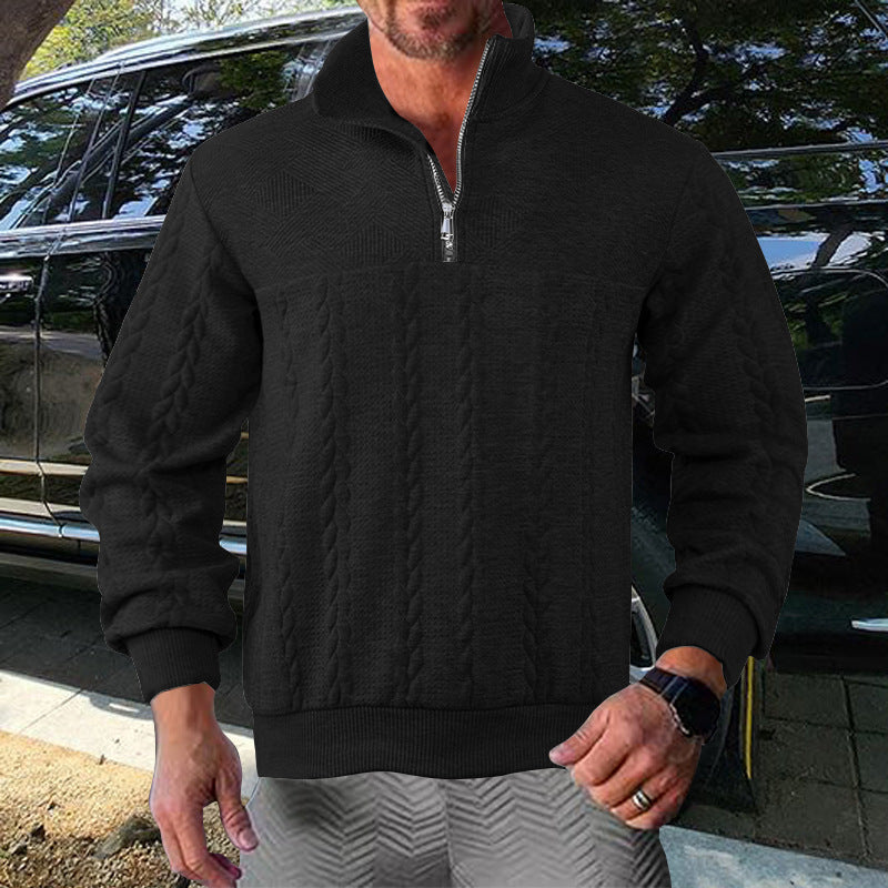 Herren Pullover Strukturiert Zip Modern Style