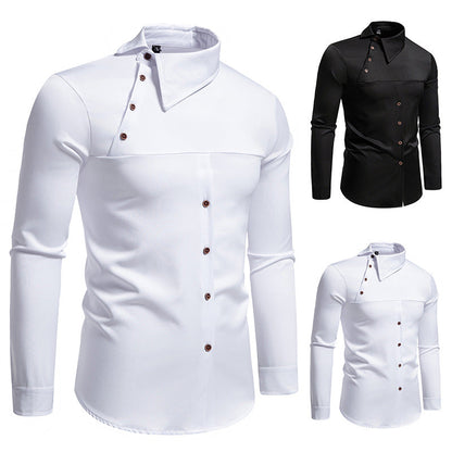 Herren Hemd Langarm Asymmetrischer Kragen Elegantes Design - BerlinGlamour
