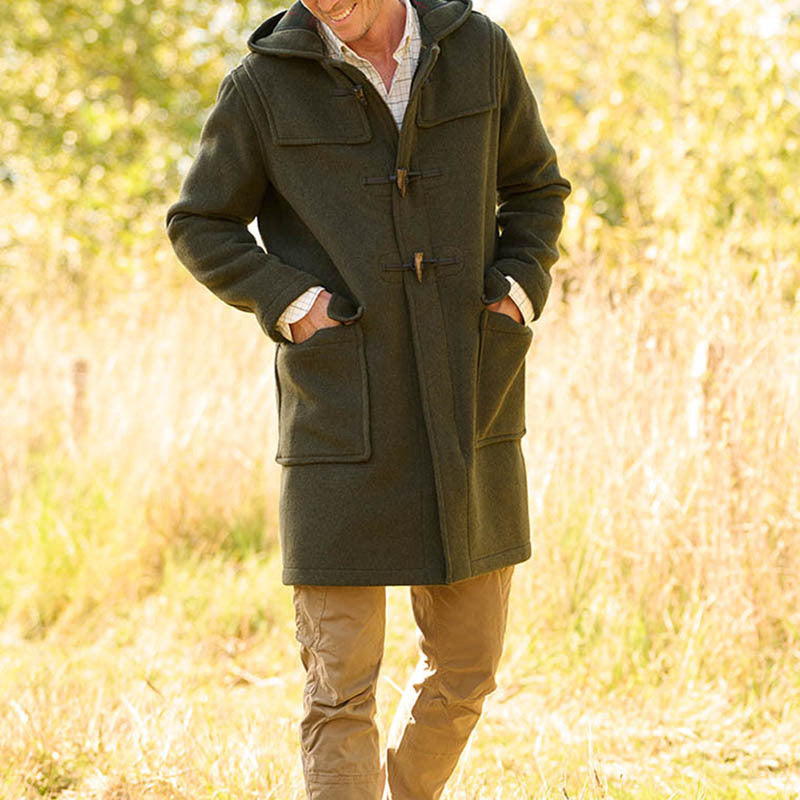 Herren Dufflecoat Robust Mit Kapuze Und Knöpfen