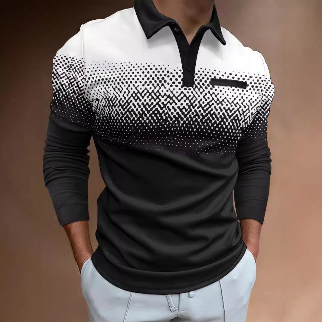 Herren Poloshirt Langarm Digitaldruck Berlin Style - BerlinGlamour