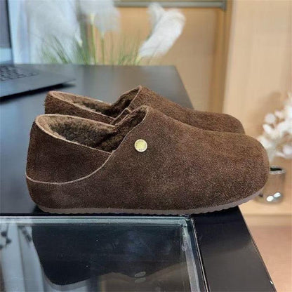 Damen Hausschuhe Weich Veloursleder Warm Futter