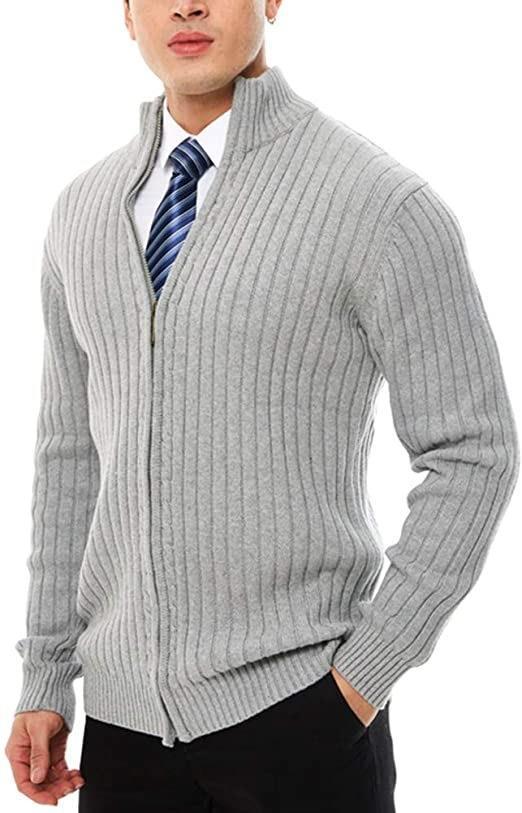Herren Strickjacke Sportlich Reißverschluss Steppkragen Modern