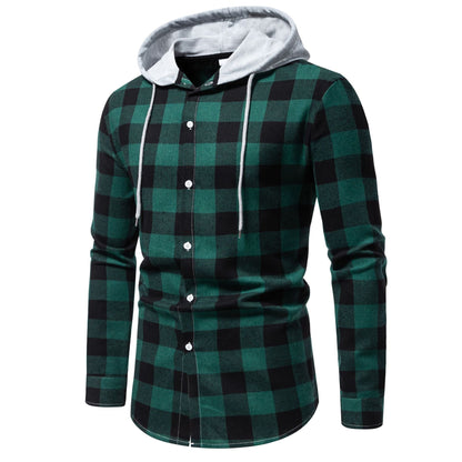 Herren Karo-Hemdjacke Modern mit Kapuze und Hoodie Style