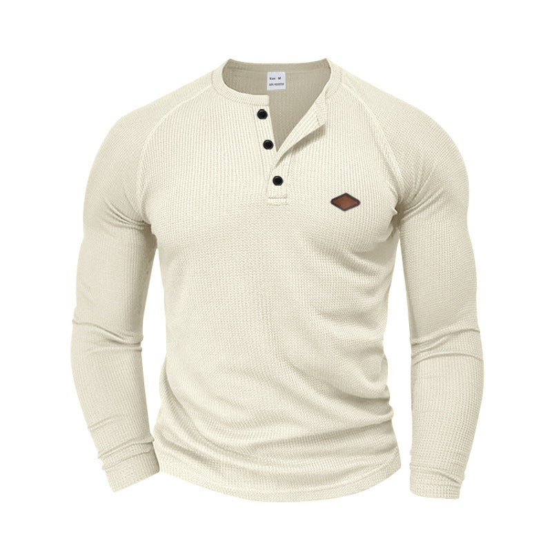 Herren Langarmshirt Modern mit Kragen und Struktur