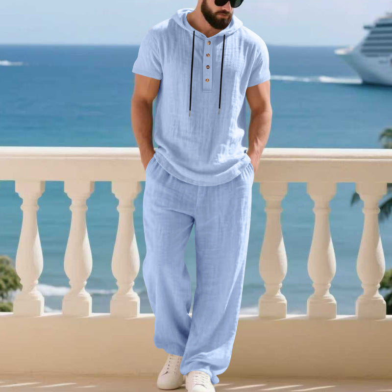 Herren Freizeit Set Kapuze Elastischer Bund Sportlich