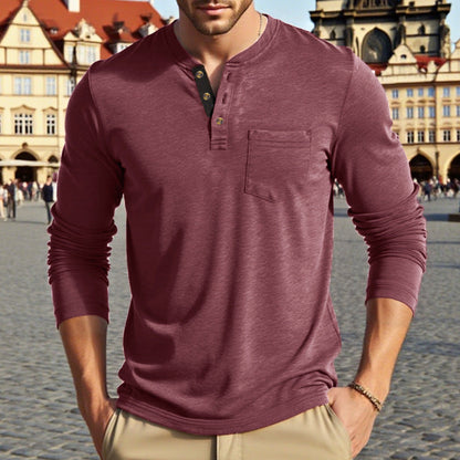 Herren Hemd Langarm Knopfleiste Brusttasche Modern