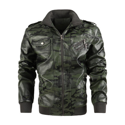Lederjacke Herren Camouflage Urban Style Schwarz