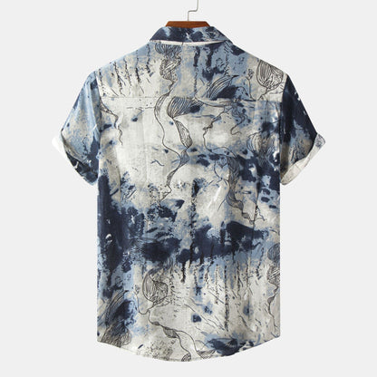 Herren Kurzarmhemd Aquarell Design Modern Berlin Style