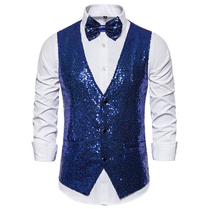 Herren Sakko Elegant Pailletten mit Fliege Modern