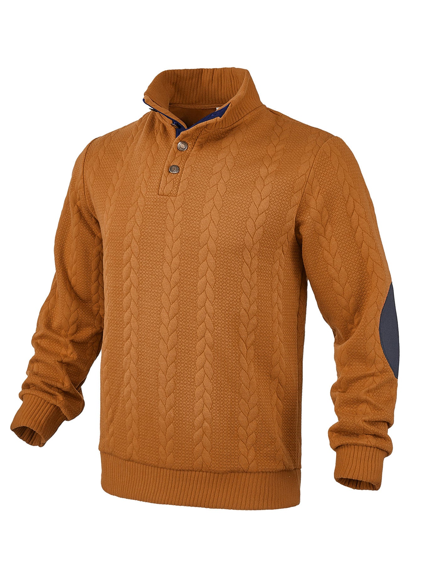 Herren Pullover Strukturiert Leder Akzente Modern