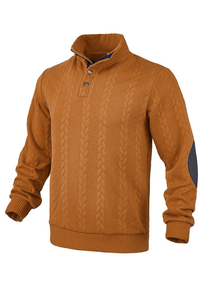 Herren Pullover Strukturiert Leder Akzente Modern
