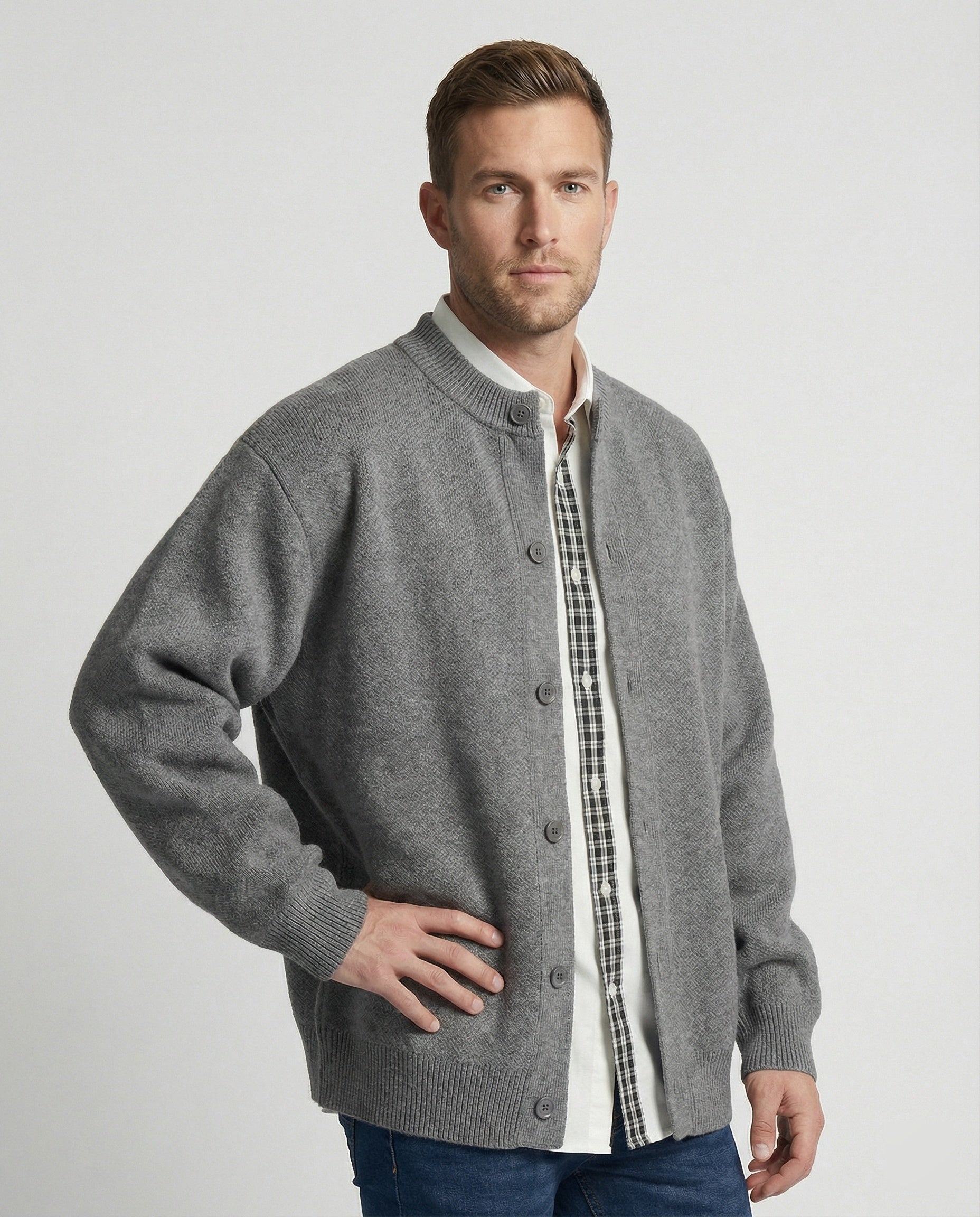 Karomuster Strickjacke Lagenlook Unisex - BerlinGlamour