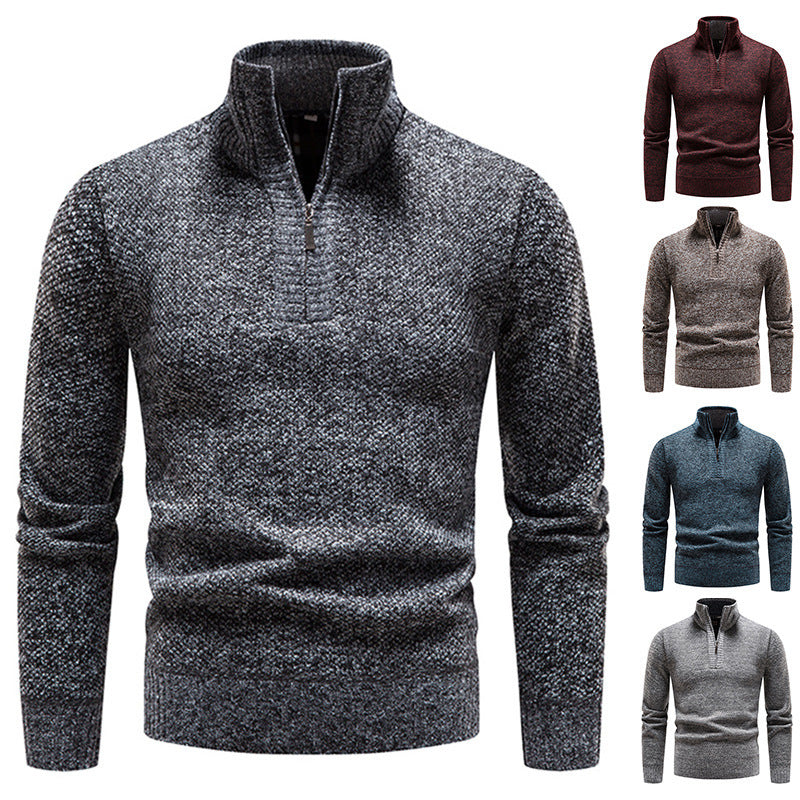 Herren Strickpullover Modern Stehkragen Reißverschluss Elegent - BerlinGlamour