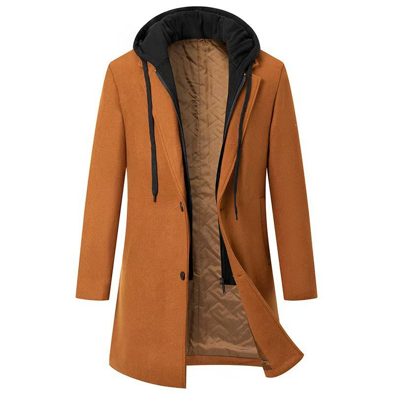 Herren Manteljacke Modern mit Abnehmbarer Kapuze Gesteppt