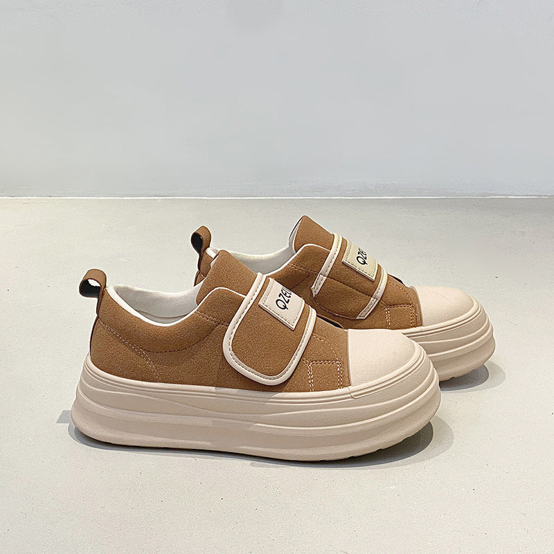 Damen Sneaker Slip-On bequem Klettverschluss Weich