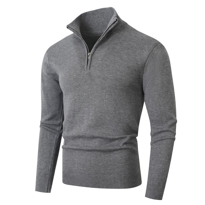 Herren Pullover Modern Halb-Reißverschluss Strick Rippenlook