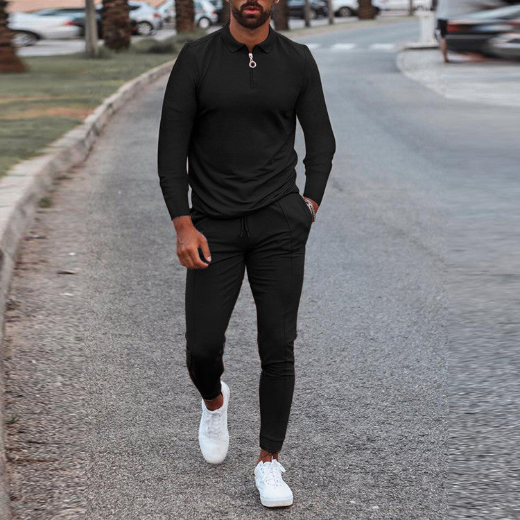 Herren Sportset Hose Oberteil mit Reißverschluss Elastisch Modern