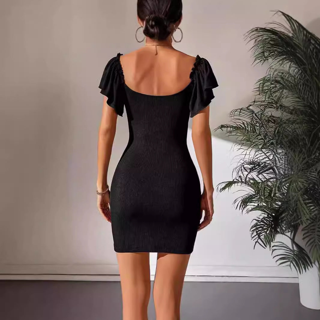 Kurzes Minikleid Damen Figurbetont Mit V-Ausschnitt