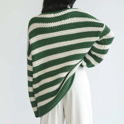 Gestreifter Strickpullover Weich Pastellfarben Damen