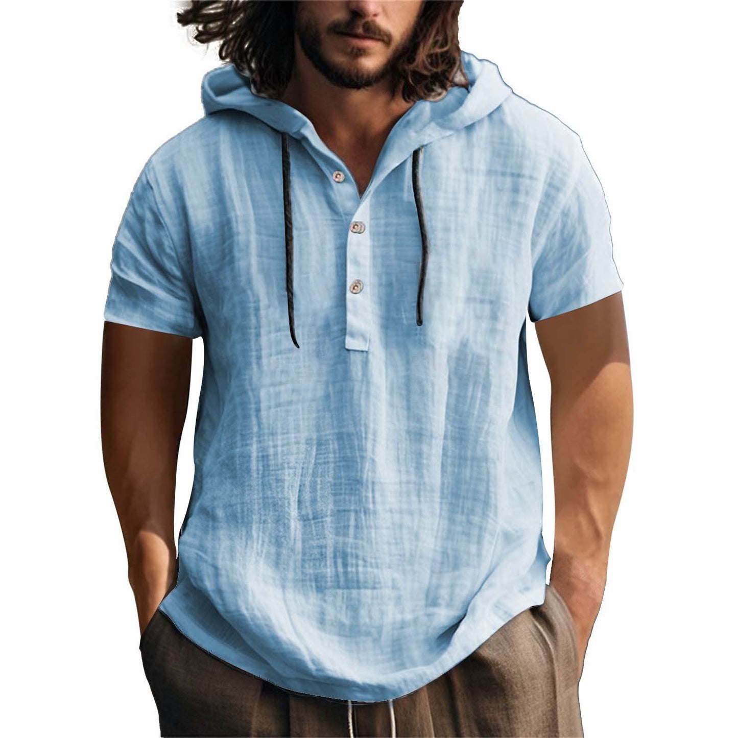 Herren Kapuzenshirt Lässig Baumwolle Schwarz