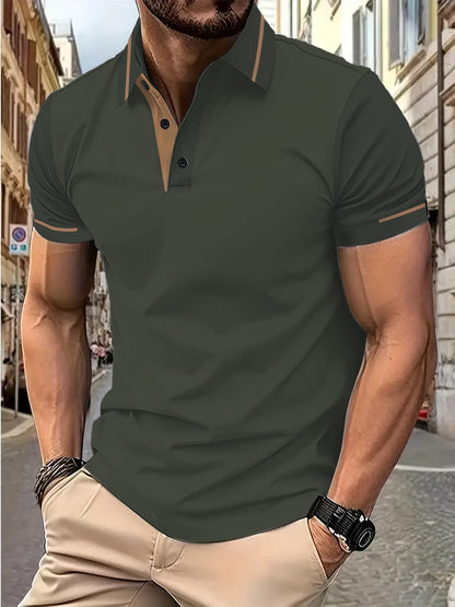 Herren Poloshirt Kurzarm Modern Kontrastdetails
