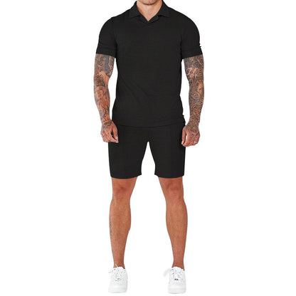 Männer Kurzarm Set Modern Lässig Stehkragen - BerlinGlamour