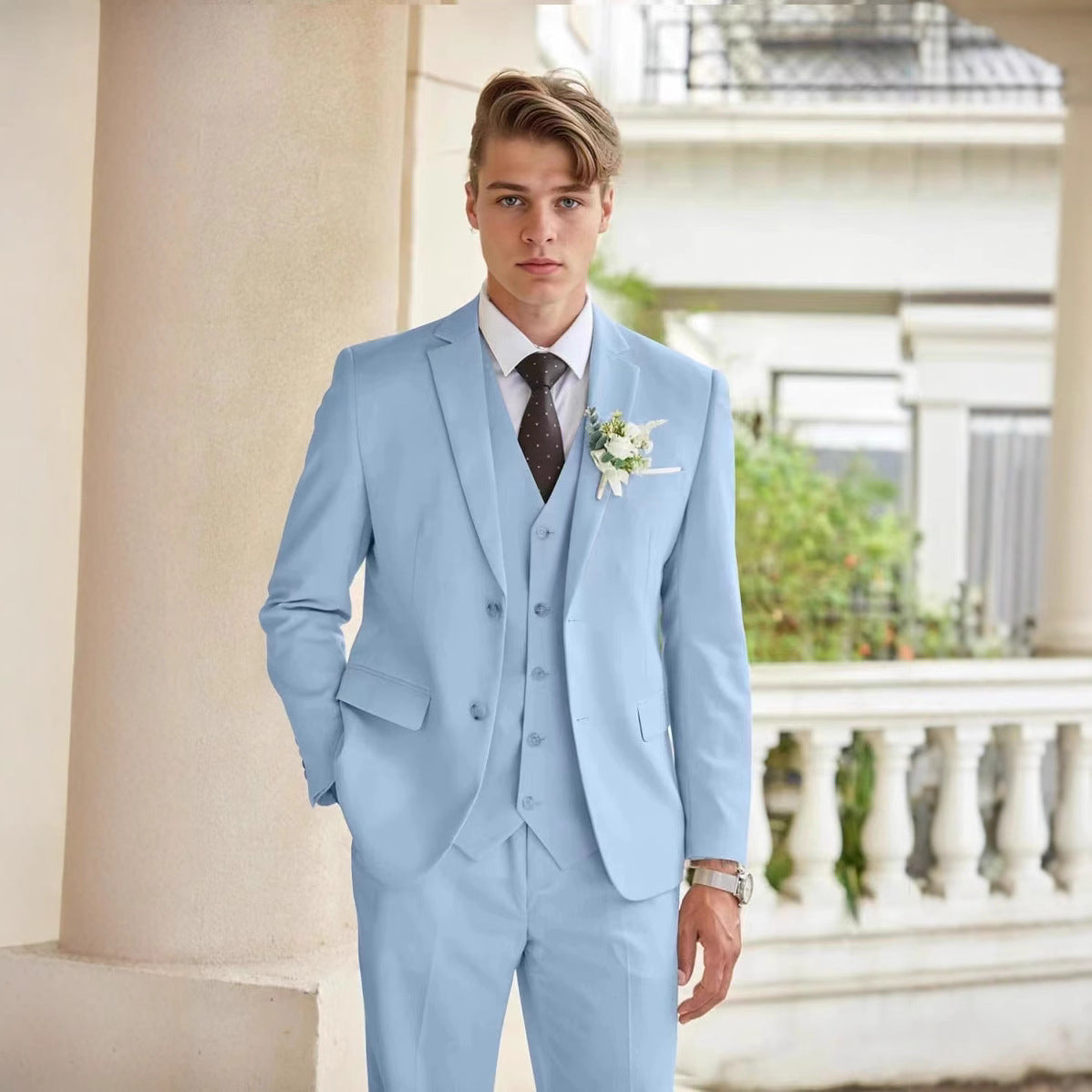 Herren Anzug Moderner 3-Teiler Elegant Slim Fit