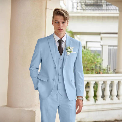 Herren Anzug Moderner 3-Teiler Elegant Slim Fit