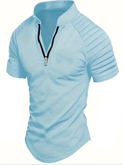 Herren Polo Kurzarm Modern Reißverschluss Sportlich