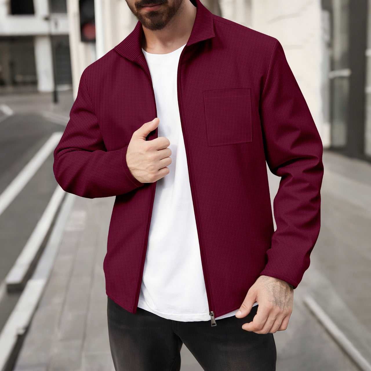 Herren Jacke Modern Strukturiert Urban Style