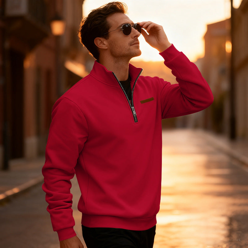 Herren Sportpullover Halbhoch Reißverschluss Modern