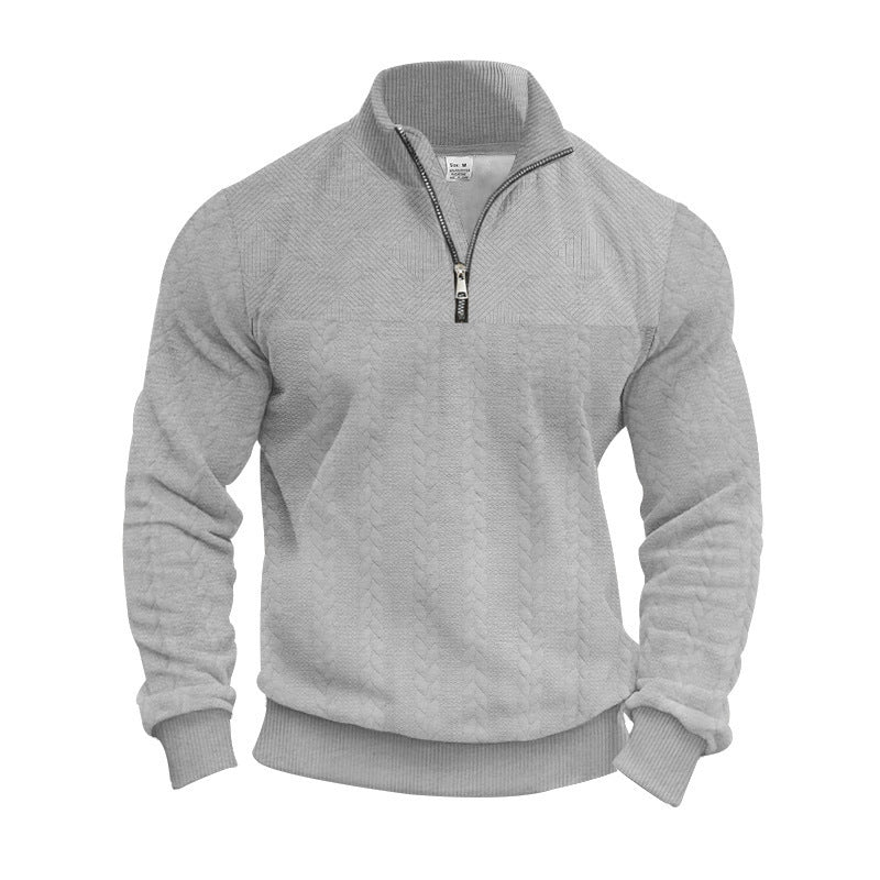 Herren Pullover Struktur Optik Halbzipp