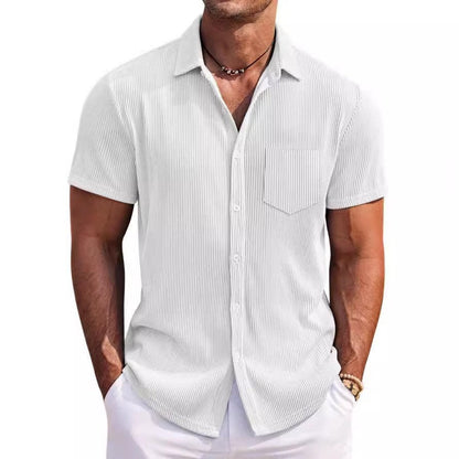 Herren Hemd Kurzarm Modern mit Streifenmuster Slim Fit - BerlinGlamour