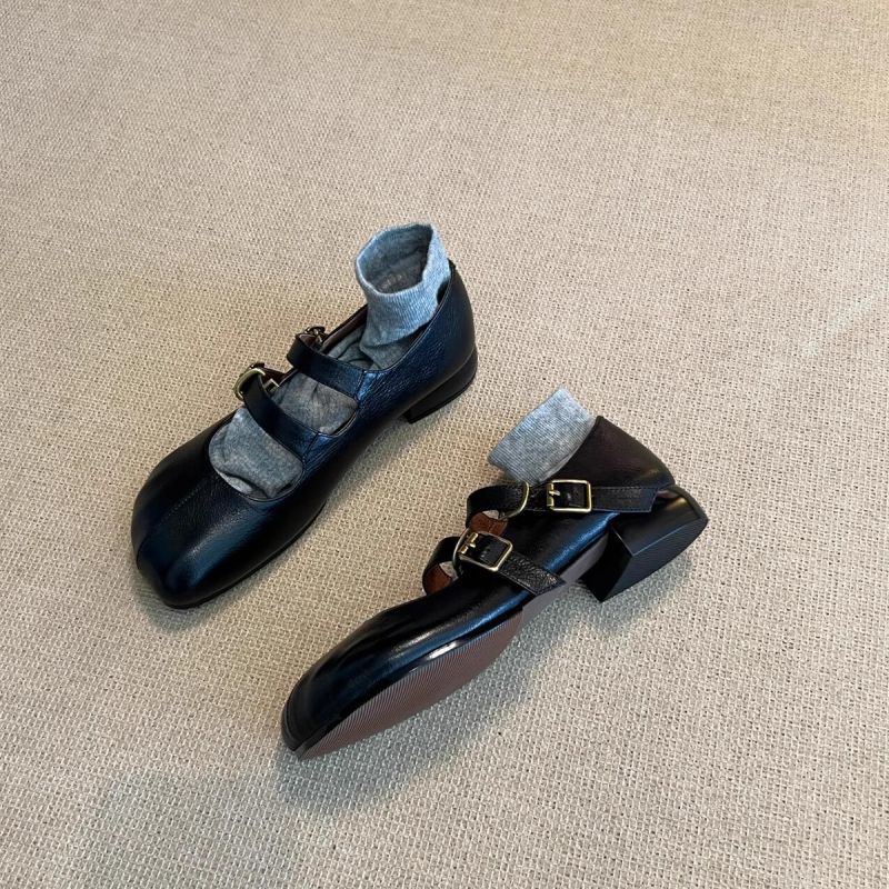 Damen Ballerinas Elegante Schnallenverschluss Vegan Lederoptik