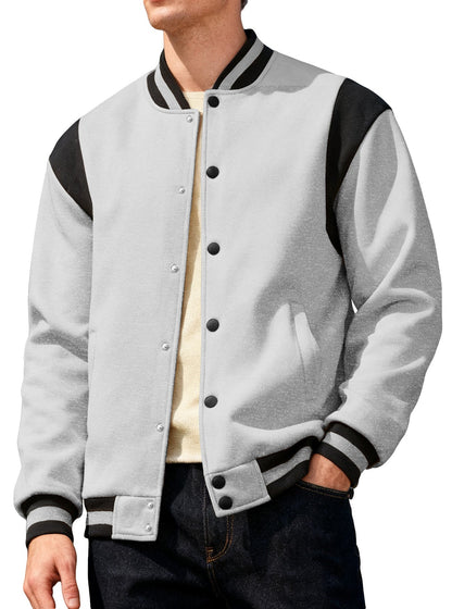 Herren Collegejacke Lässig Mit Druckknöpfen Elastisch