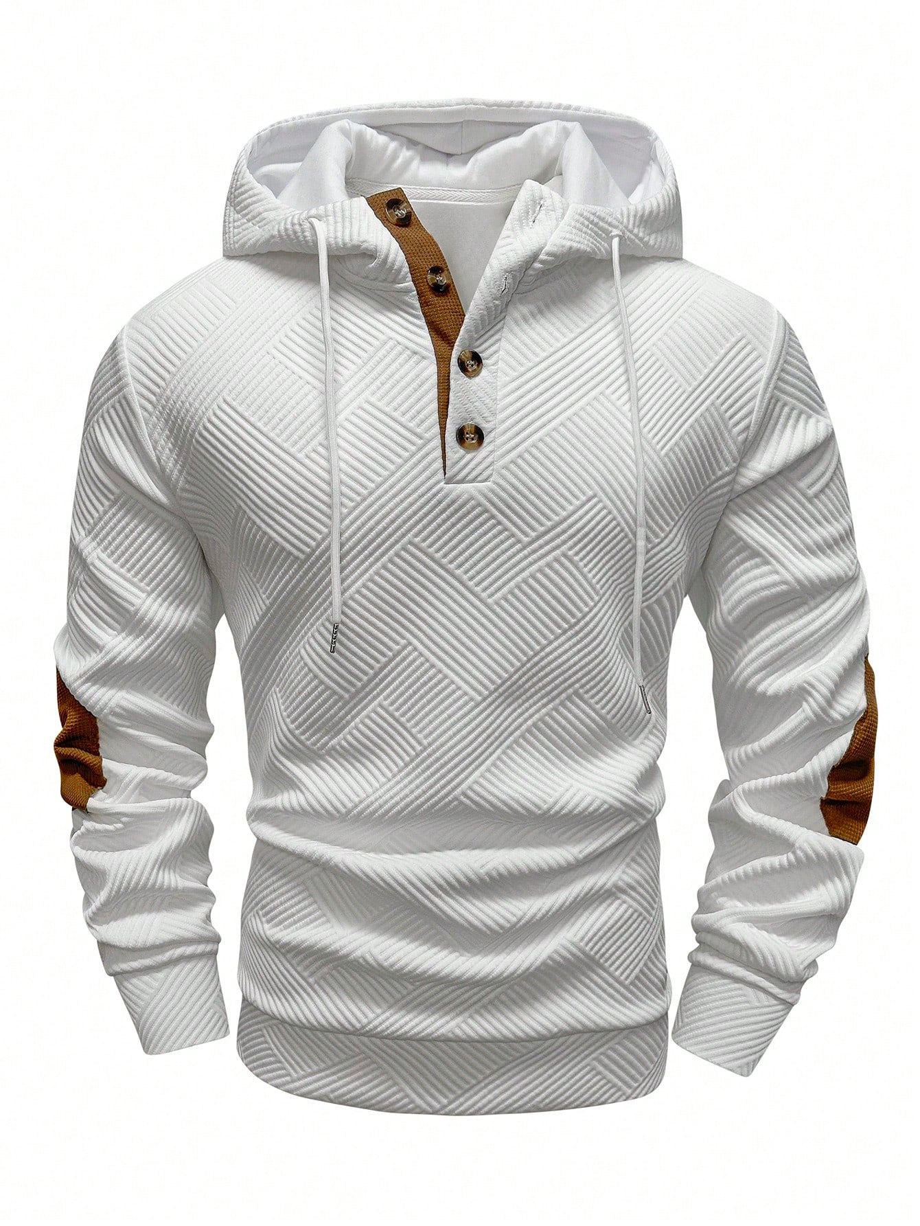 Herren Kapuzenpullover Modern mit Struktur und Knöpfen