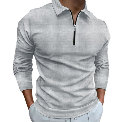 Herren Langarmshirt Modern Strukturiert Reißverschluss