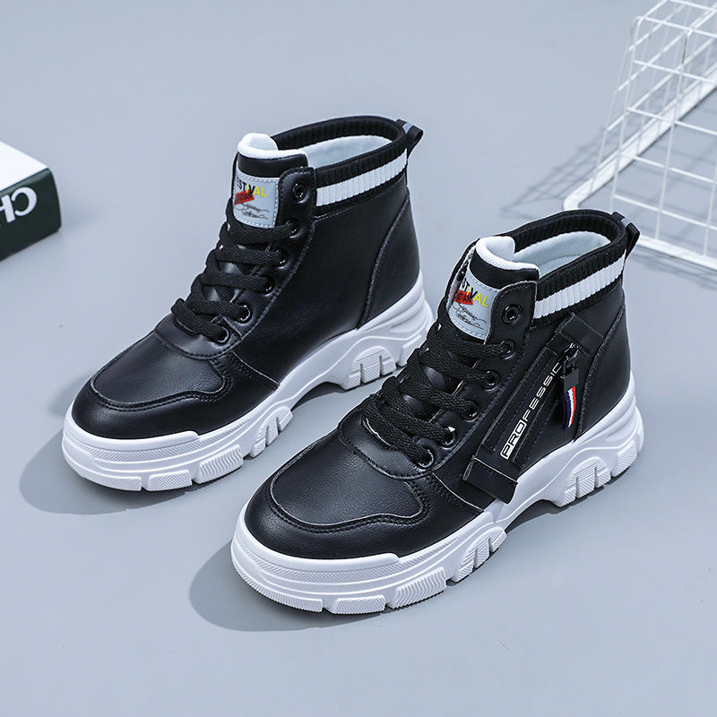 Damen Sneaker Hoch Modisch Atmungsaktiv Reißverschluss